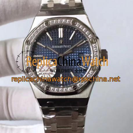 Replica Audemars Piguet Royal Oak 15400 ZX Stainless Steel & Diamonds Blue Dial Swiss 3120