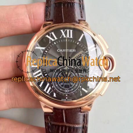Replica Cartier Ballon Bleu Chronograph W6920074 V5 Rose Gold Black Dial Swiss 8101 MC
