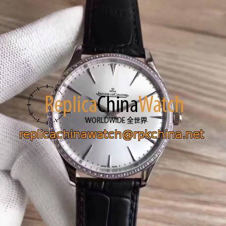 Replica Jaeger-LeCoultre Master Ultra Thin 41 1338421 N Stainless Steel & Diamonds  Silver Dial M9015