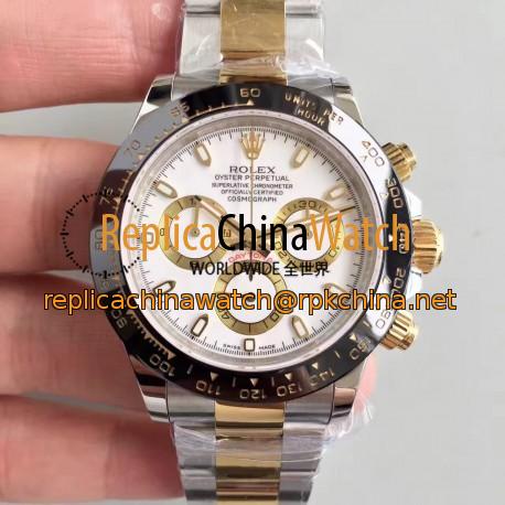 Replica Rolex Daytona Cosmograph 116519LN JH Yellow Gold & Stainless Steel White Dial Swiss 4130 Run 6@SEC