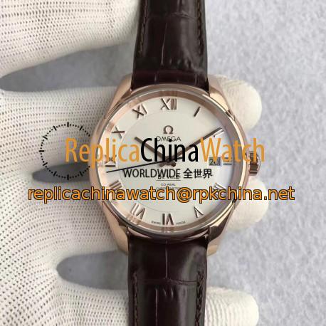 Replica Omega De Ville Co-Axial 41MM 431.53.41.21.02.001 XF Rose Gold White Dial Swiss 8501