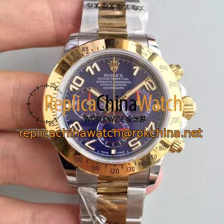 Replica Rolex Daytona Cosmograph 116503 JH Yellow Gold & Stainless Steel Blue Dial Swiss 4130 Run 6@SEC