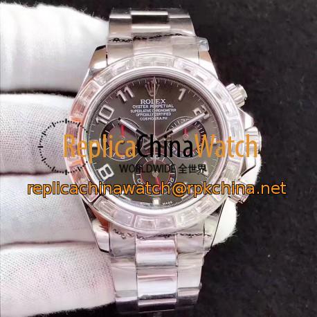 Replica Rolex Daytona Cosmograph 116599 JF Stainless Steel & Diamonds Anthracite Dial Swiss 7750 Run 6@SEC