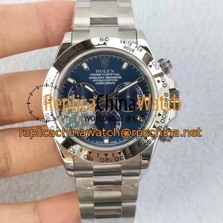 Replica Rolex Daytona Cosmograph 116509 JF Stainless Steel Blue Dial Swiss 7750 Run 6@SEC