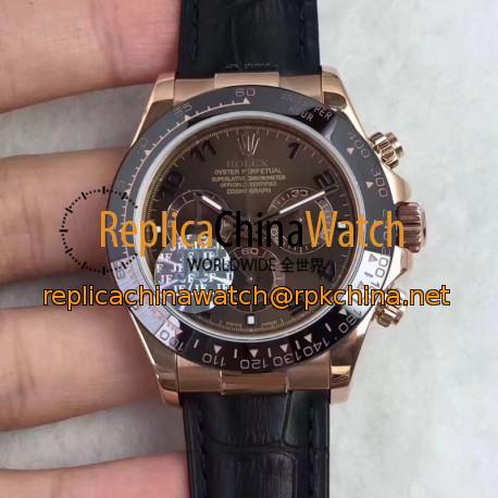 Replica Rolex Daytona Cosmograph 116515LN JF Rose Gold Chocolate Dial Swiss 7750 Run 6@SEC