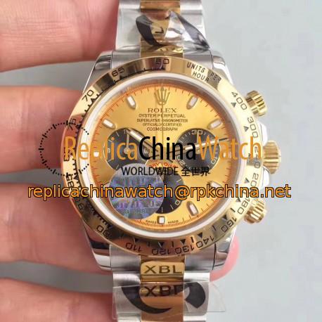 Replica Rolex Daytona Cosmograph 116503 JF Stainless Steel & Yellow Gold Champagne & Black Dial Swiss 7750 Run 6@SEC