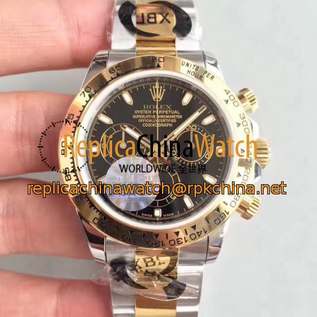 Replica Rolex Daytona Cosmograph 116503 JF Stainless Steel & Yellow Gold Black Dial Swiss 7750 Run 6@SEC