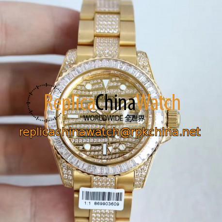Replica Rolex GMT-Master II 116769 WT Yellow Gold & Diamonds Diamond Dial Swiss 2836-2