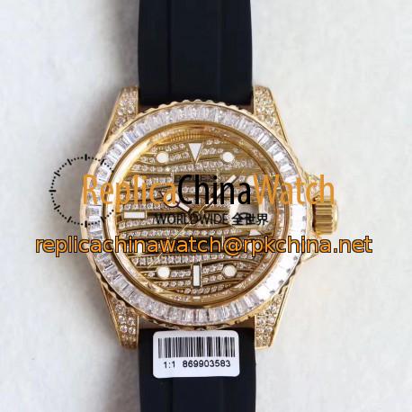 Replica Rolex GMT-Master II 116769 WT Rose Gold & Diamonds Diamond Dial Swiss 2836-2