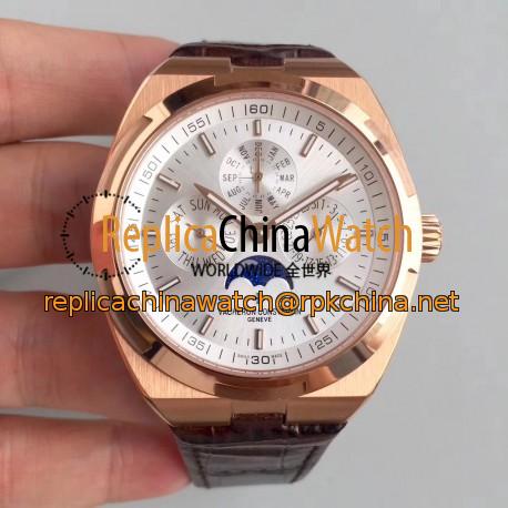 Replica Vacheron Constantin Overseas Ultra Thin Perpetual Calendar 4300V/120G-B102 BF Rose Gold Silver Dial Swiss 1120 QP