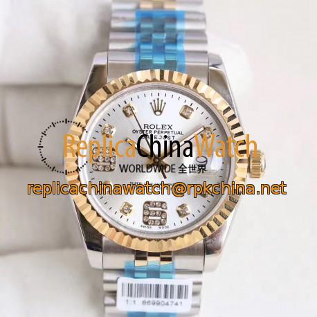 Replica Rolex Datejust 36 116233 36MM N Stainless Steel & Yellow Gold Rhodium & Diamonds Dial Swiss 2836-2