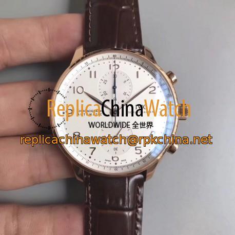 Replica IWC Portugieser Chronograph IW371480 ZF Rose Gold White Dial Swiss 7750