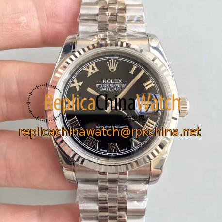 Replica Rolex Datejust 36MM 116234 AR Stainless Steel 904L Black Dial Swiss 3135