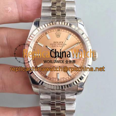 Replica Rolex Datejust 36MM 116234 AR Stainless Steel 904L Rose Gold Dial Swiss 3135