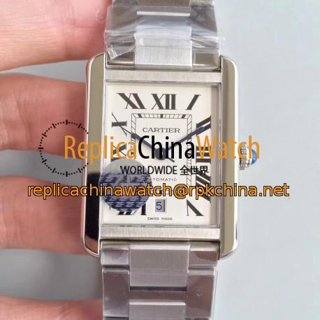 Replica Cartier Tank Solo XL Automatic W5200028 ZF  Stainless Steel White Dial M9015
