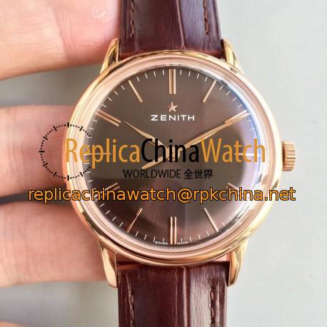 Replica Zenith Elite 6150 150TH Anniversary 18.2270.6150/01.C498 ND Rose Gold Chocolate Dial Swiss Elite 6150