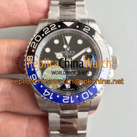 Replica Rolex GMT-Master II 116710BLNR JF Stainless Steel Black Dial Swiss 2836-2