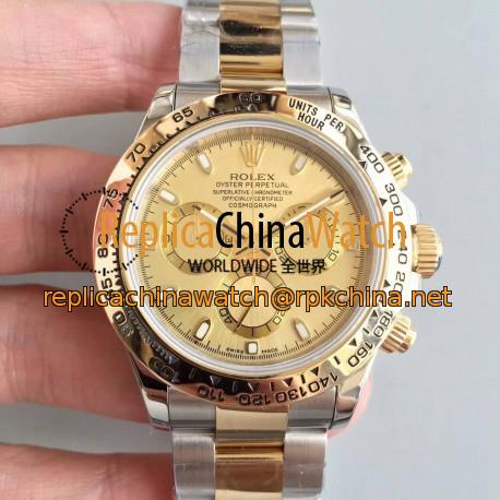 Replica Rolex Daytona Cosmograph 116503 3A 18K Yellow Gold Wrapped & Stainless Steel 904L Champagne Dial Swiss 7750 Run 6@SEC