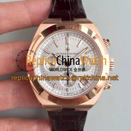 Replica Vacheron Constantin Overseas Chronograph 5500V/000R-B074 JF Rose Gold Silver Dial Swiss 7750