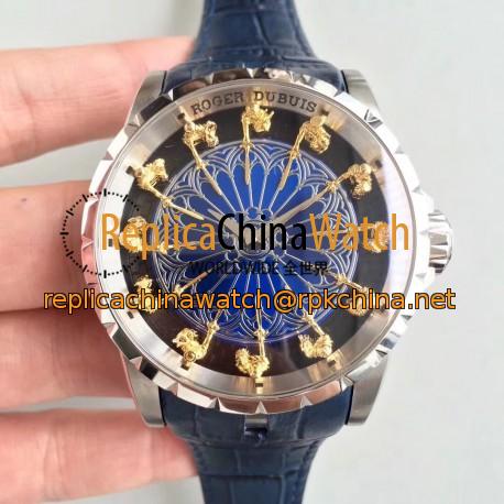 Replica Roger Dubuis Excalibur Knights Of The Round Table II RDDBEX0495 N Stainless Steel Blue Dial M6T15