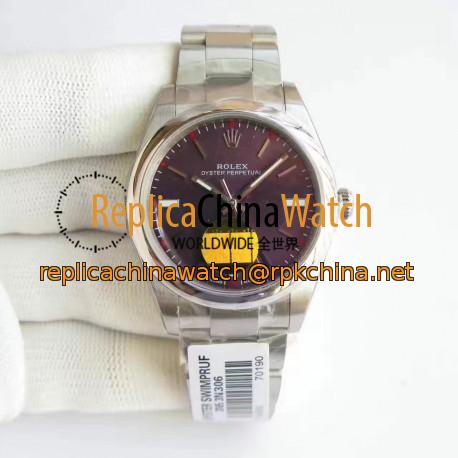 Replica Rolex Oyster Perpetual 34 114300 2018 UB Stainless Steel Red Dial Swiss 2836-2