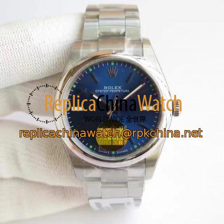 Replica Rolex Oyster Perpetual 34 114300 2018 UB Stainless Steel Blue Dial Swiss 2836-2