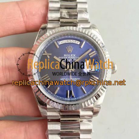 Replica Rolex Day-Date 40 228239 2018 EW Stainless Steel Blue Dial Swiss 3255