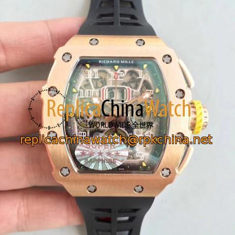 Replica Richard Mille RM011 Felipe Massa Chronograph KV Rose Gold Skeleton Dial Swiss 7750