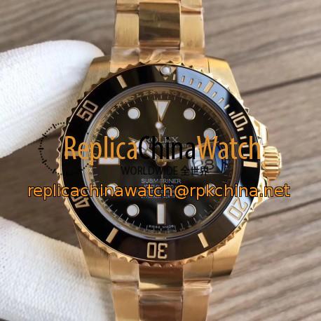 Replica Rolex Submariner Date 116618LN VR 18K Yellow Gold Wrapped Black Dial Swiss 2836-2