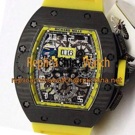 Replica Richard Mille RM011-FM F Massa Brazil GP Chronograph Forged Carbon Yellow Dial Swiss 7750