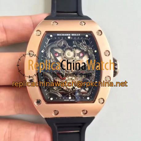 Replica Richard Mille RM57-01 Jackie Chan Rose Gold Black Dial Dial M9015
