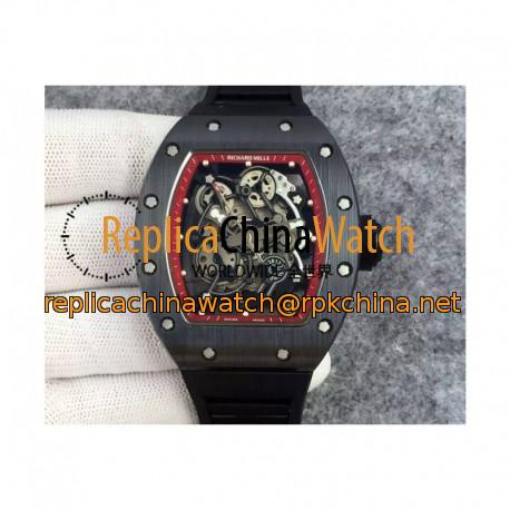 Replica Richard Mille RM55 Black Ceramic Red Skeleton Dial M8215
