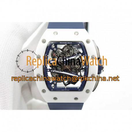Replica Richard Mille RM59-01M White Ceramic Blue Skeleton Dial M8215