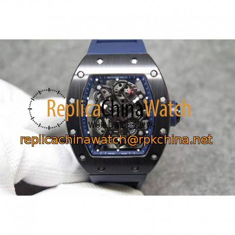Replica Richard Mille RM55 Black Ceramic Blue Skeleton Dial M8215