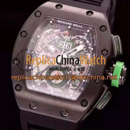 Replica Richard Mille RM011-01 R Mancini Chronograph Forged Carbon Black Dial Swiss 7750