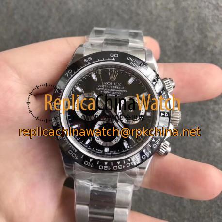 Replica Rolex Daytona Cosmograph 116500LN N Stainless Steel Black Dial Swiss 7750 Run 6@SEC