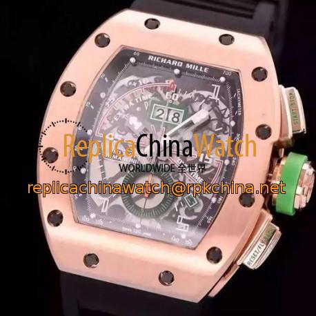 Replica Richard Mille RM011-01 R Mancini Chronograph Rose Gold Black Dial Swiss 7750