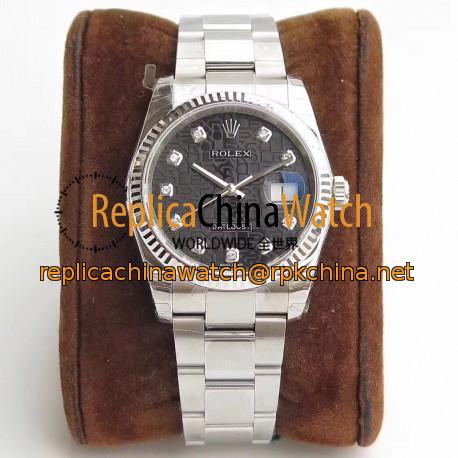 Replica Rolex Datejust 36MM 116234 DJ Stainless Steel 904L Black Anniversary Jubilee Dial Swiss 3135