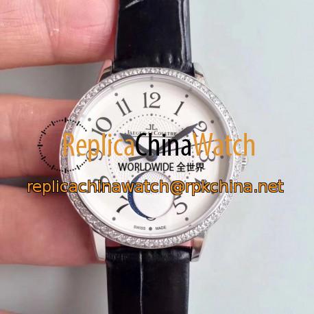 Replica Jaeger-LeCoultre Rendez-Vous Moon Medium 3578420 N Stainless Steel & Diamonds White Dial Swiss 935A