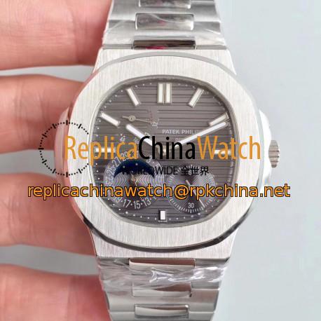 Replica Patek Philippe Nautilus Moonphase 5712/1A-001 N Stainless Steel Grey Dial Swiss 240 PS IRM C LU