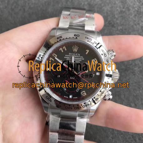 Replica Rolex Daytona Cosmograph 116520 N Stainless Steel Black Dial Swiss 7750 Run 6@SEC