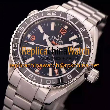Replica Omega Seamaster Planet Ocean GMT Stainless Steel Black Dial Swiss 8605