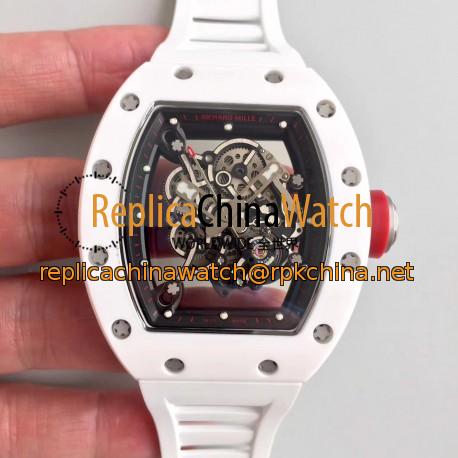 Replica Richard Mille RM55 KV White Ceramic Black Skeleton Dial M8215
