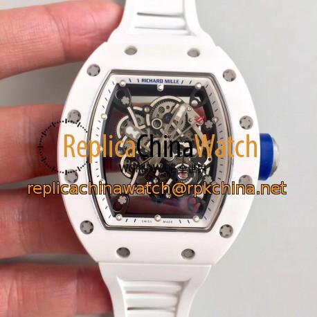 Replica Richard Mille RM55 KV White Ceramic White Skeleton Dial M8215