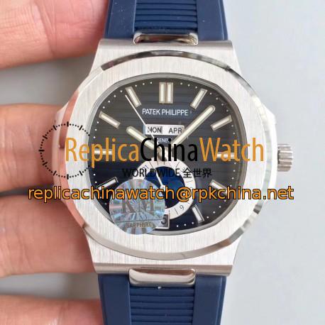 Replica Patek Philippe Nautilus Annual Calendar Moonphase 5726A KM V2 Stainless Steel Blue Dial Swiss 324 S QA LU 24H/303