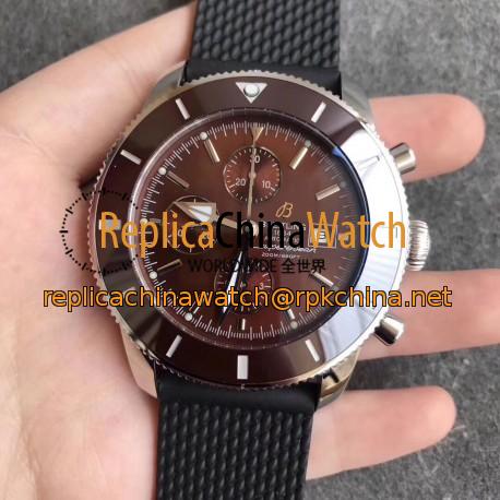 Replica Breitling Superocean Heritage II Chronograph 46 A1331233 N Stainless Steel Chocolate Dial Swiss 7750