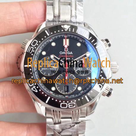 Replica Omega Seamaster Diver 300M Co-Axial Chronograph 44MM 212.32.44.50.01.001 OM Stainless Steel Black Dial Swiss 7753