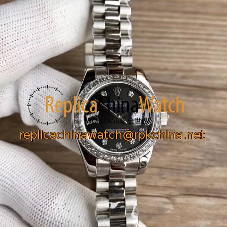 Replica Rolex Lady Datejust 28 279136RBR 28MM WF Stainless Steel & Diamonds Black Dial Swiss 2671