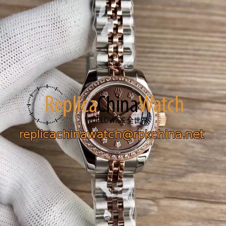 Replica Rolex Lady Datejust 28 279381RBR 28MM WF Stainless Steel & Rose Gold Chocolate Dial Swiss 2671