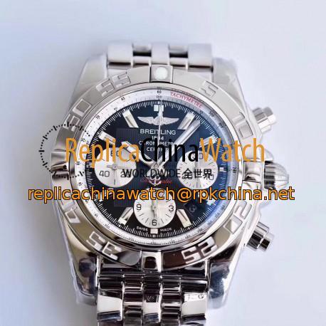 Replica Breitling Chronomat 44 AB011012/B967/375A GF Stainless Steel Black Dial Swiss 7750